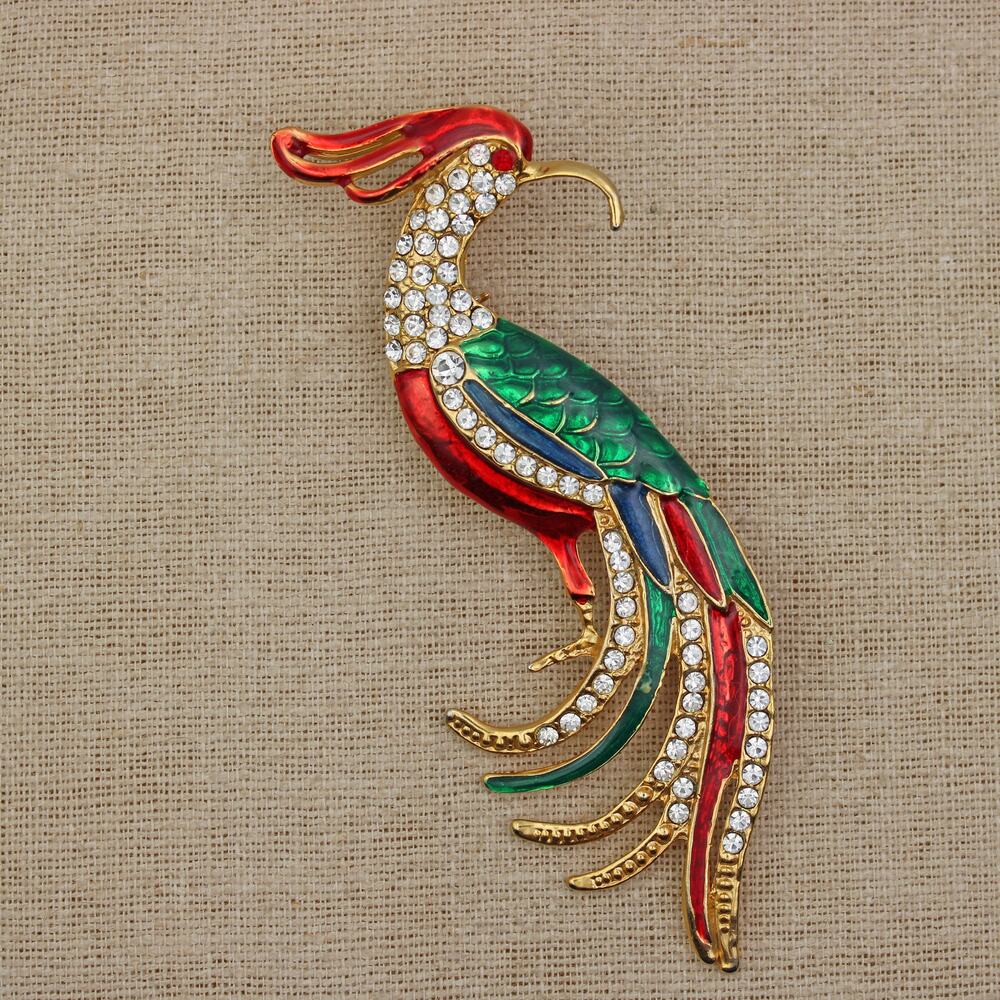 1980's Republic of China Bird of Paradise Enamel Brooch.